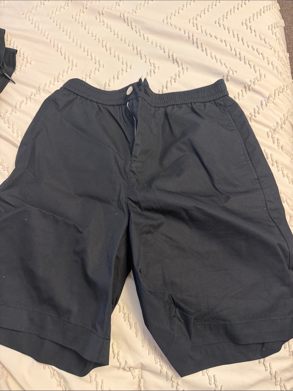 Men's Casual Elastic-Waist Black Shorts
